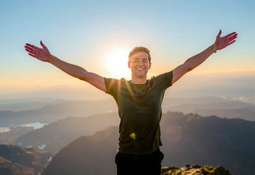 Person feeling energetic and happy